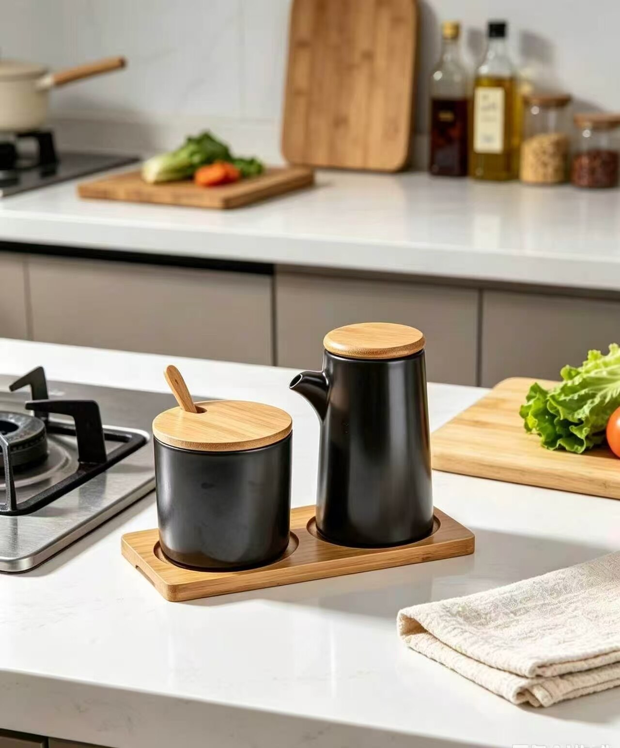 Shiguang Black Pottery Oil Bottle Set 2
