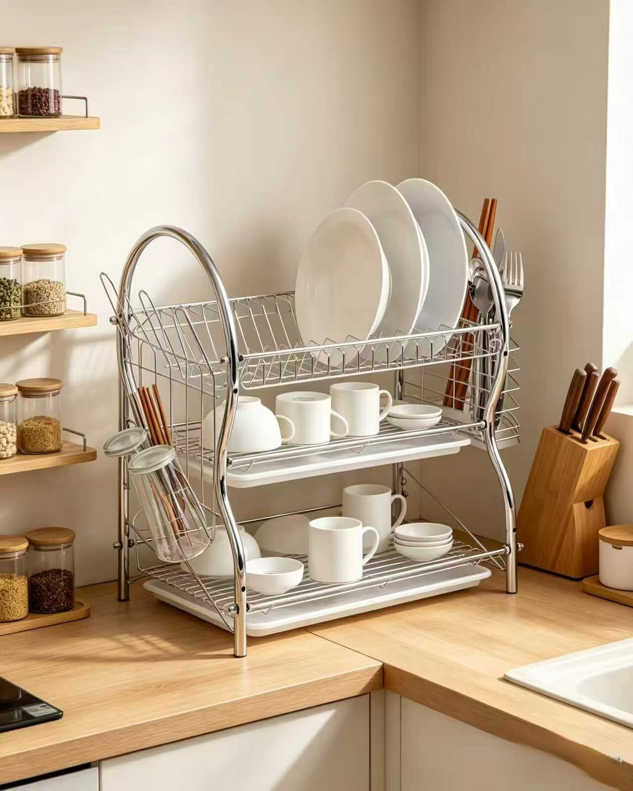 Double-Tier Metal Drain Rack 2