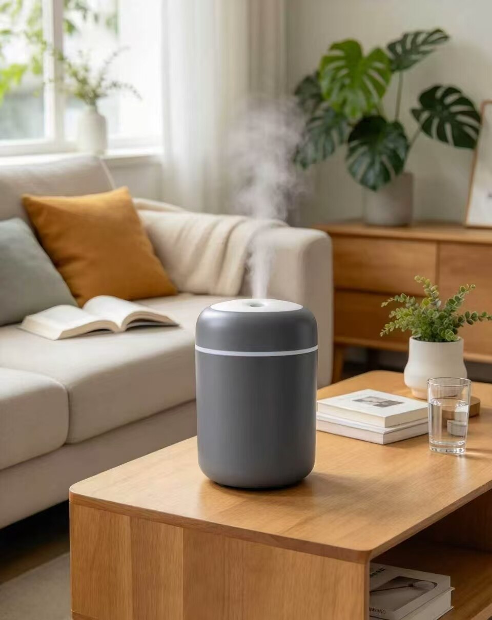 Slate Gray Minimalist Cylindrical Humidifier 3