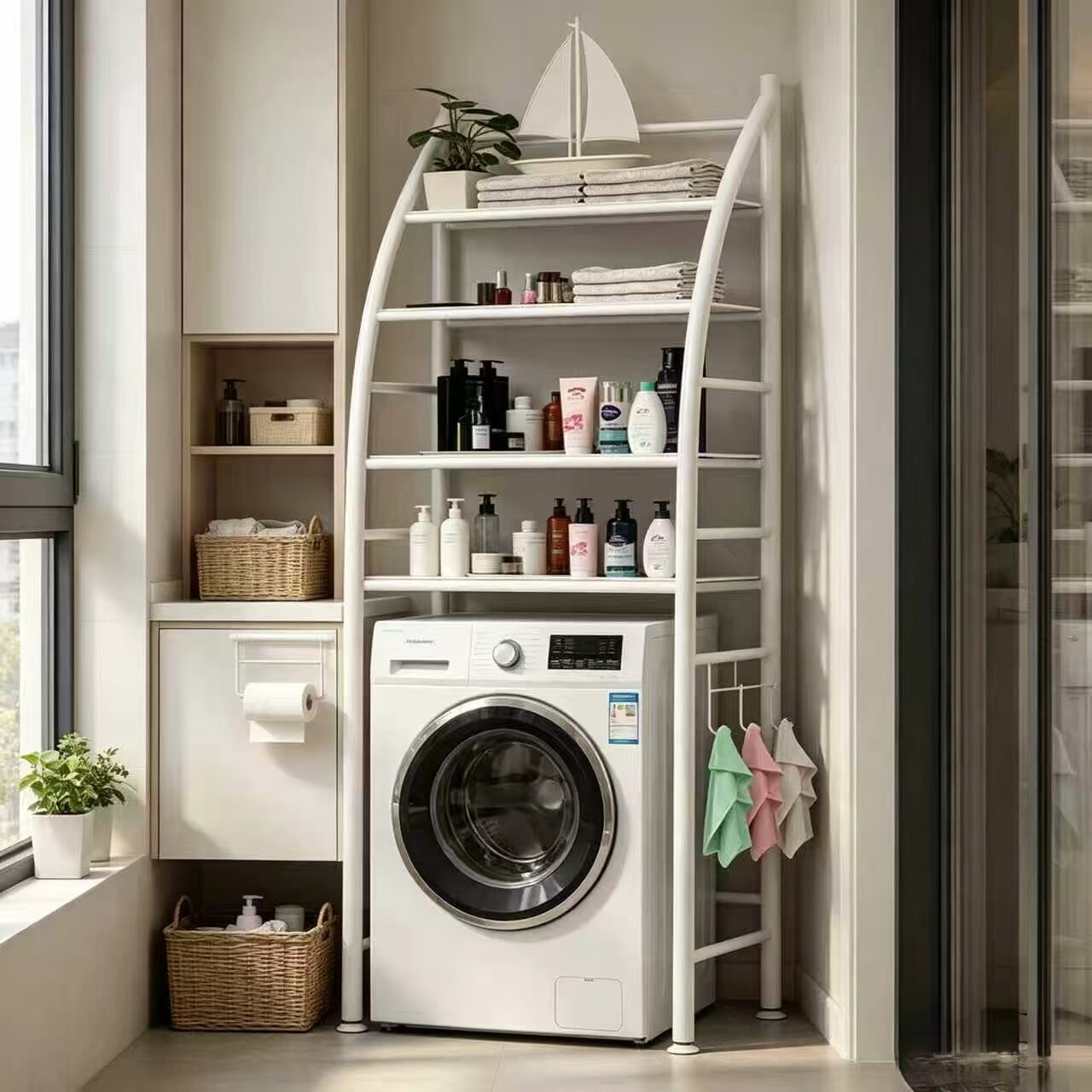 Drill-Free Sailboat-Style Washing Machine Shelf 3