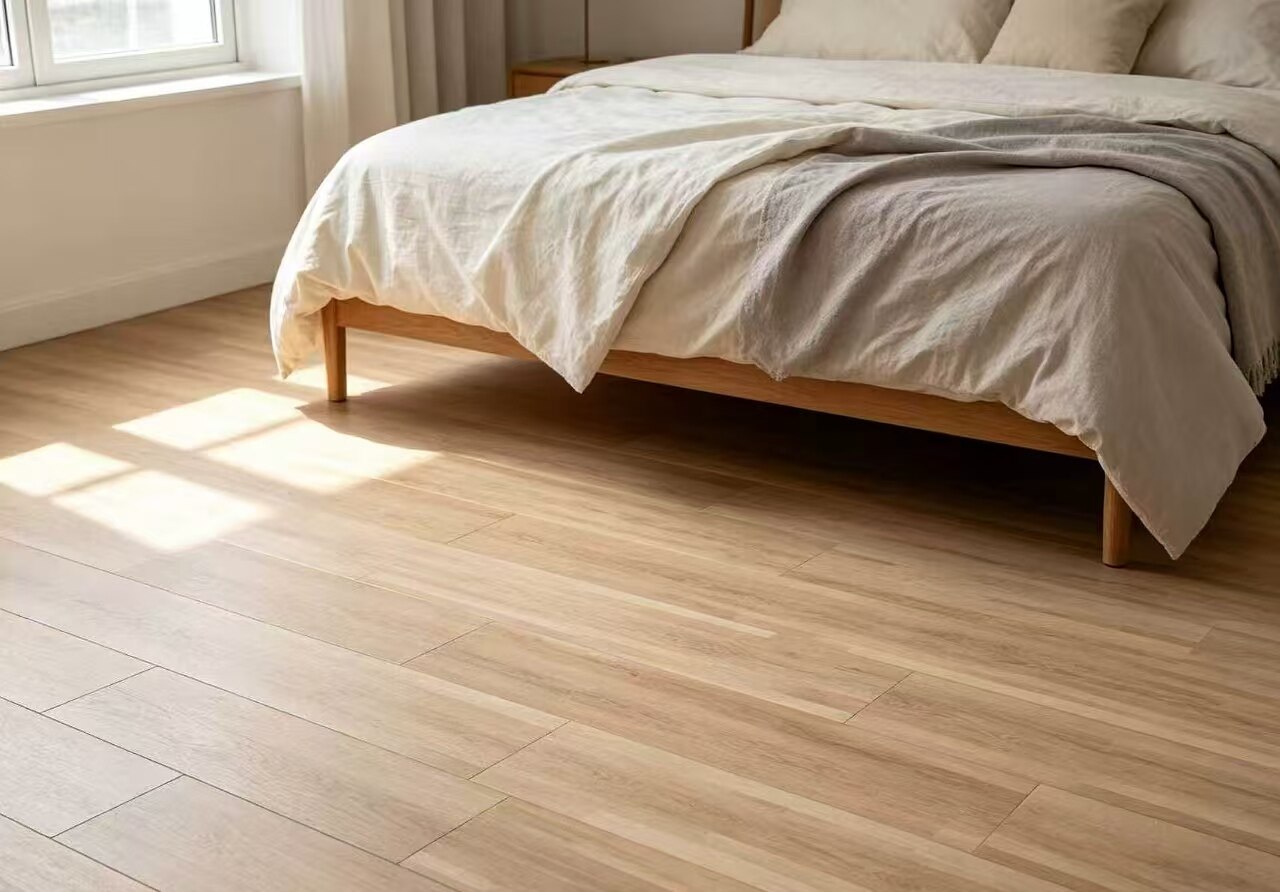 Light wood grain self-adhesive floor tiles 2