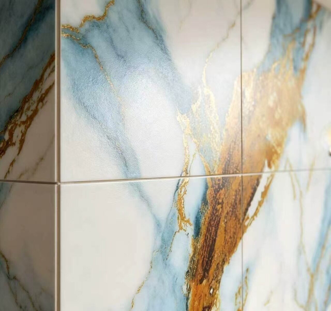 Water Blue Gilded Jade Wall Sticker 4