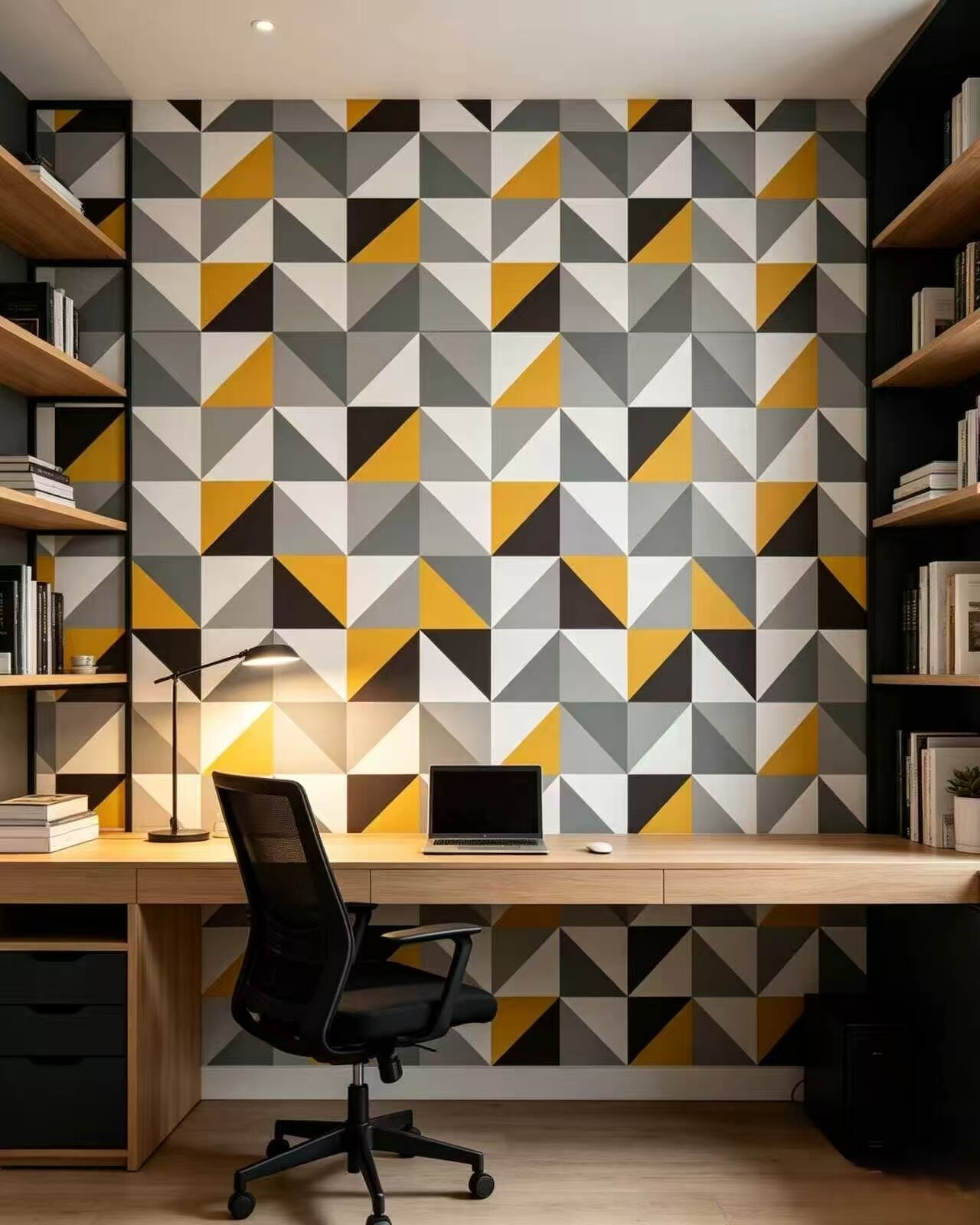 Modern Geometric Color-Block Wallpaper 4