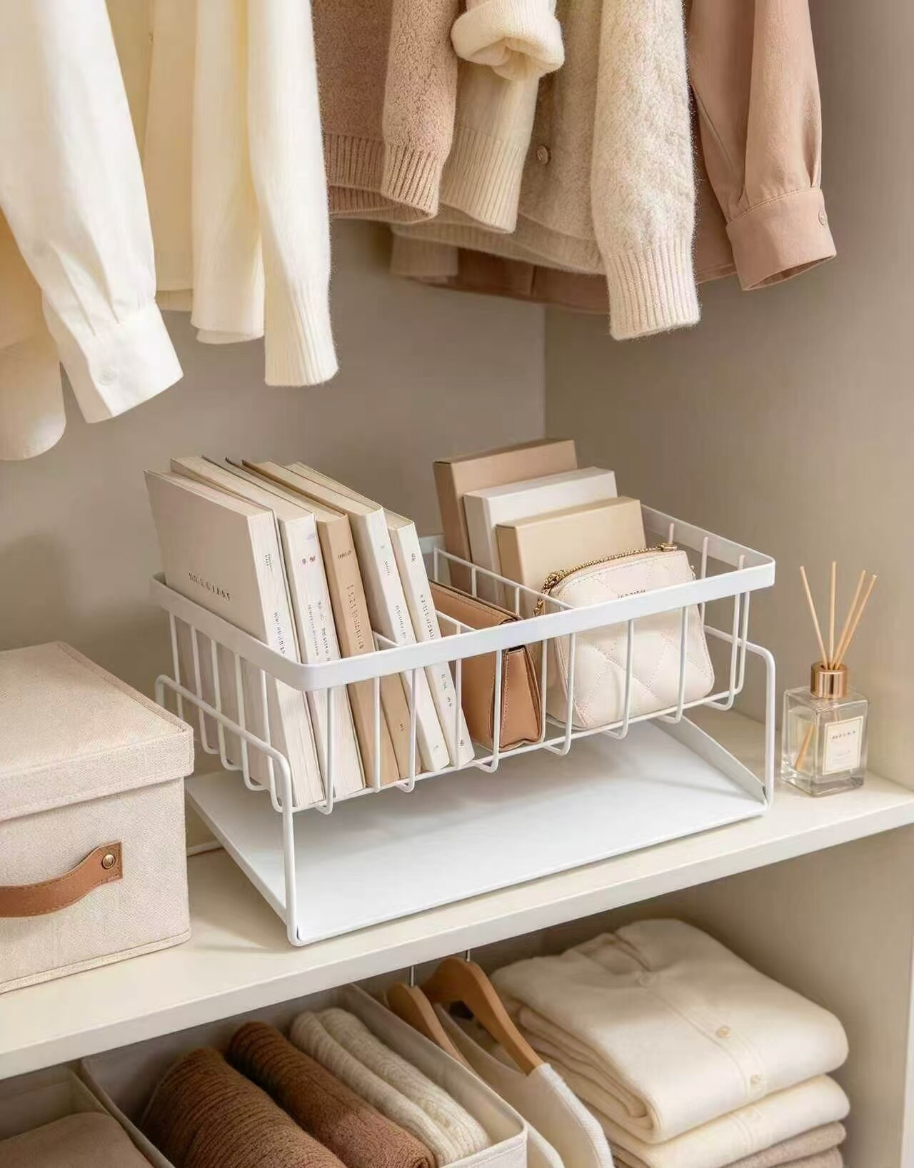 White Line Grid Storage Basket 3