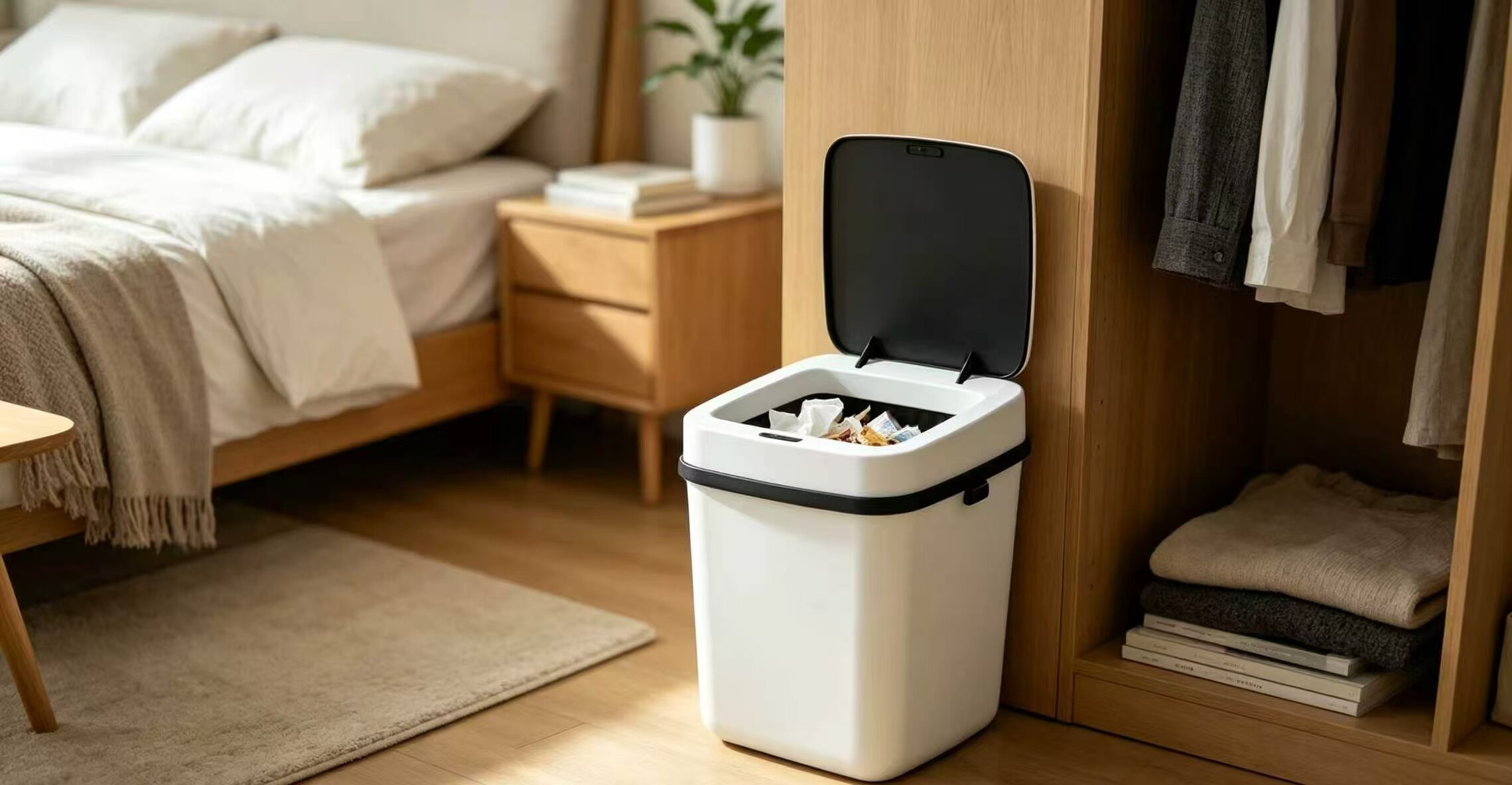 Black & White Checkered Silent Trash Can 2