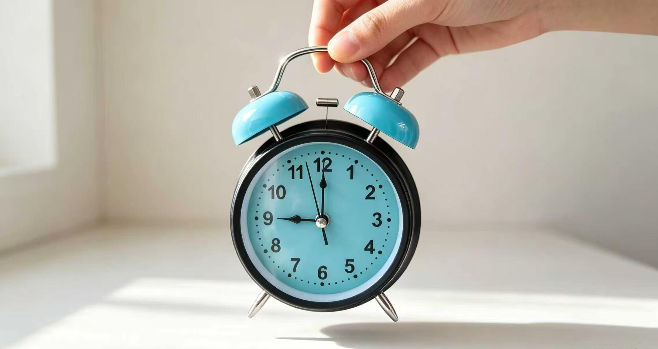 Fresh Blue Tone Double Bell Alarm Clock 4