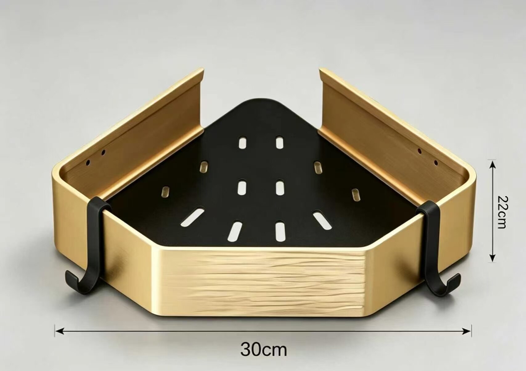 Black Gold Diamond Double-Tier Wall-Mounted Corner Shelf 5