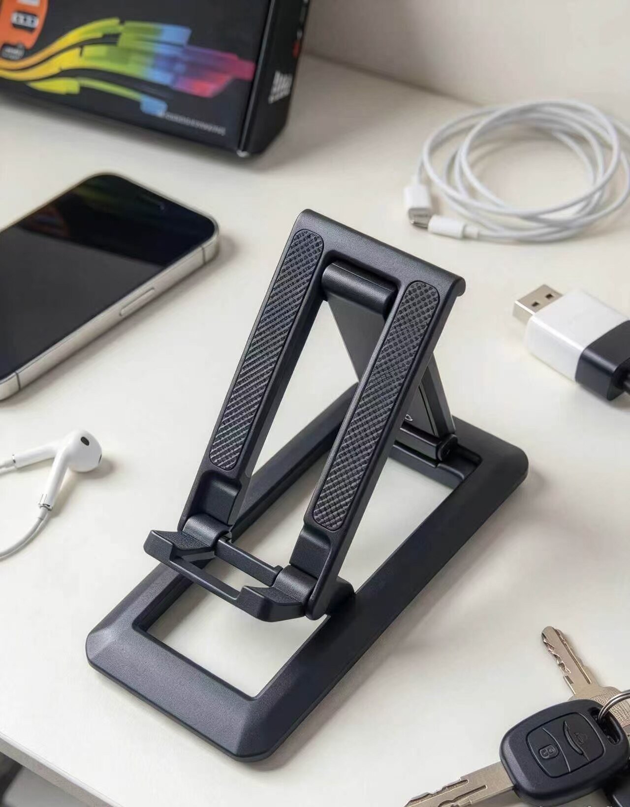 Matte Black Non-Slip Foldable Phone Stand 3