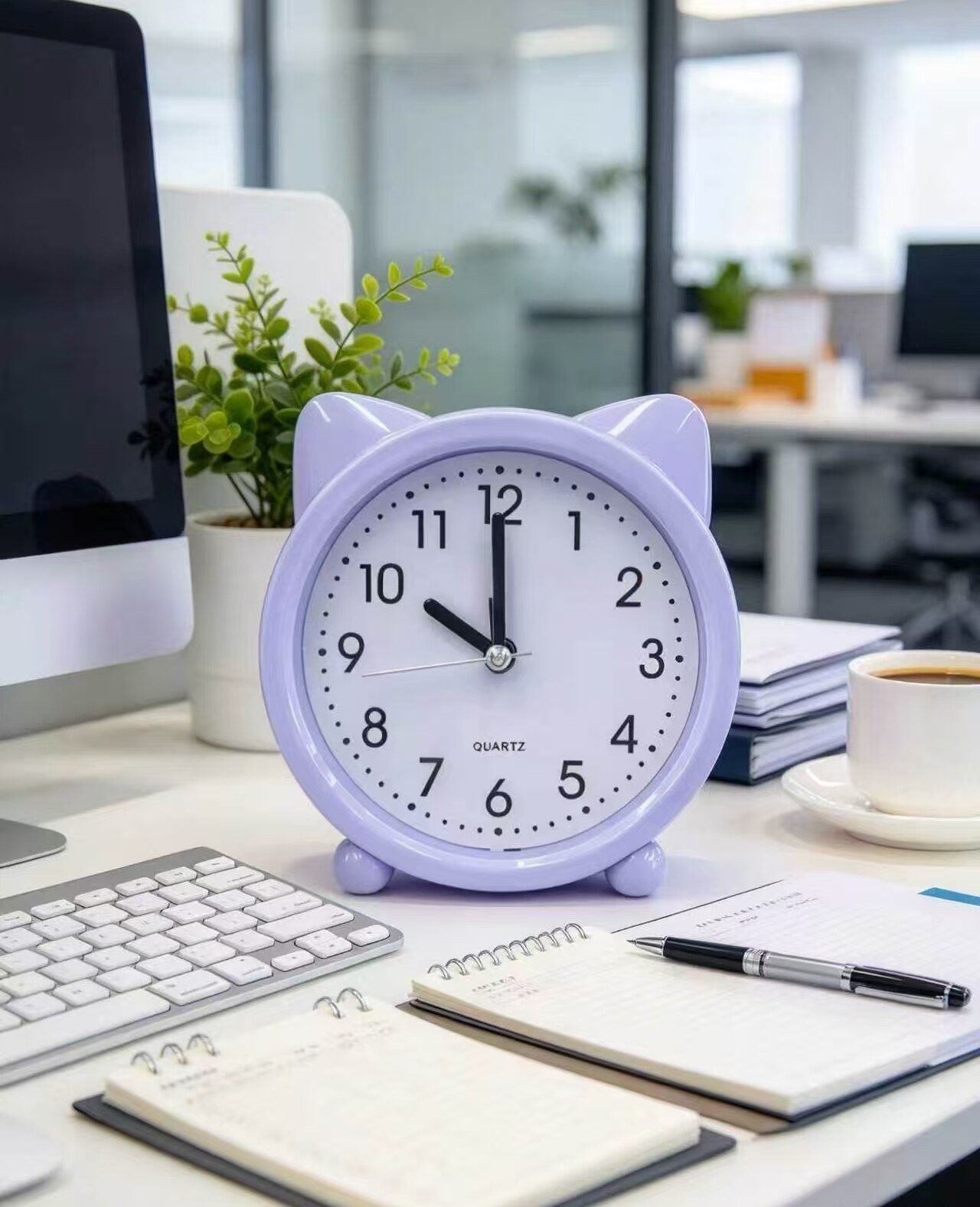 Taro Purple Cat-Ear Desk Clock 3