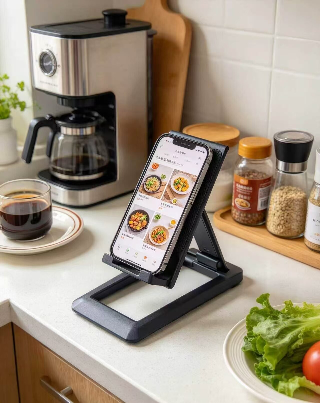 Matte Black Non-Slip Foldable Phone Stand 2