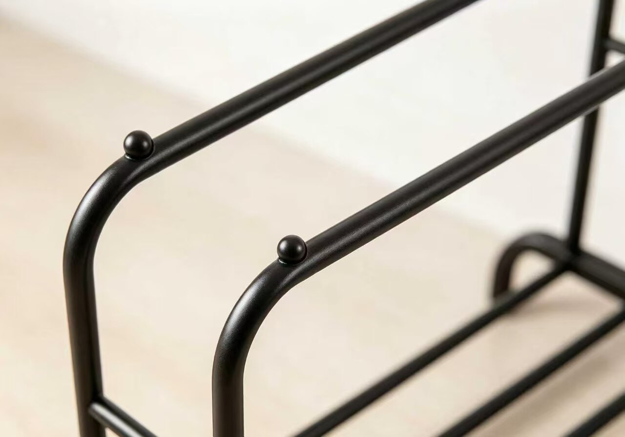 Dual-rod beaded anti-slip clothes drying rack 3