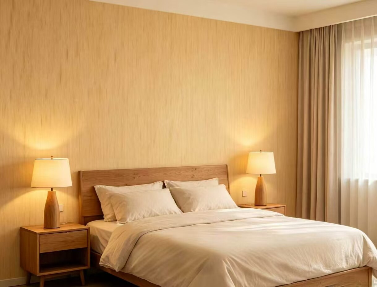 Cream-style wood grain wallpaper 2