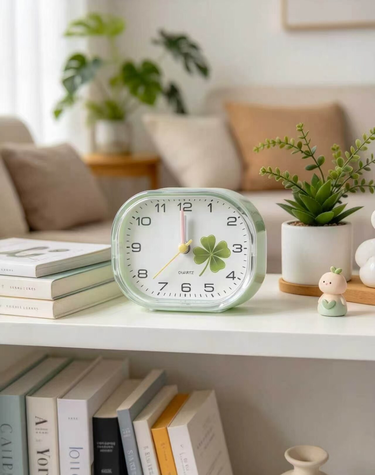 Crystal Four-Leaf Clover Silent Clock 2