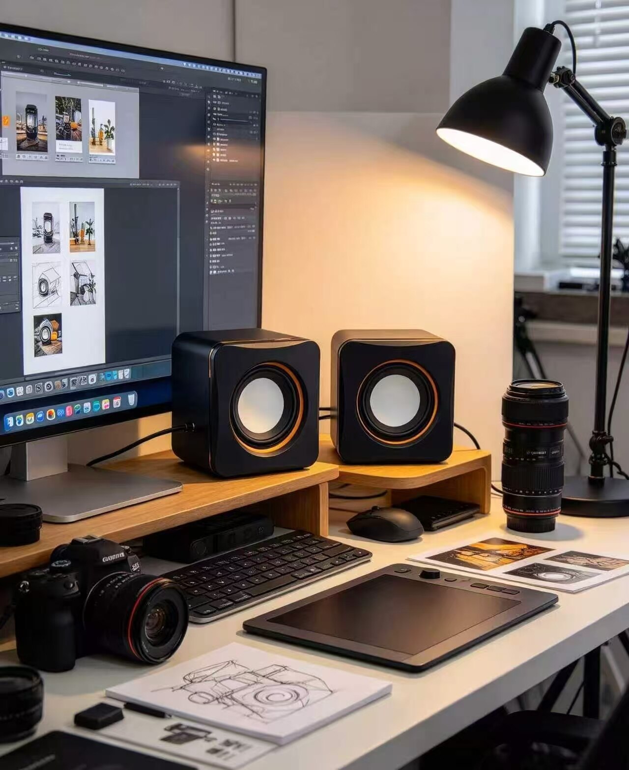 Black Armor Orange Ring Desktop Speaker 3