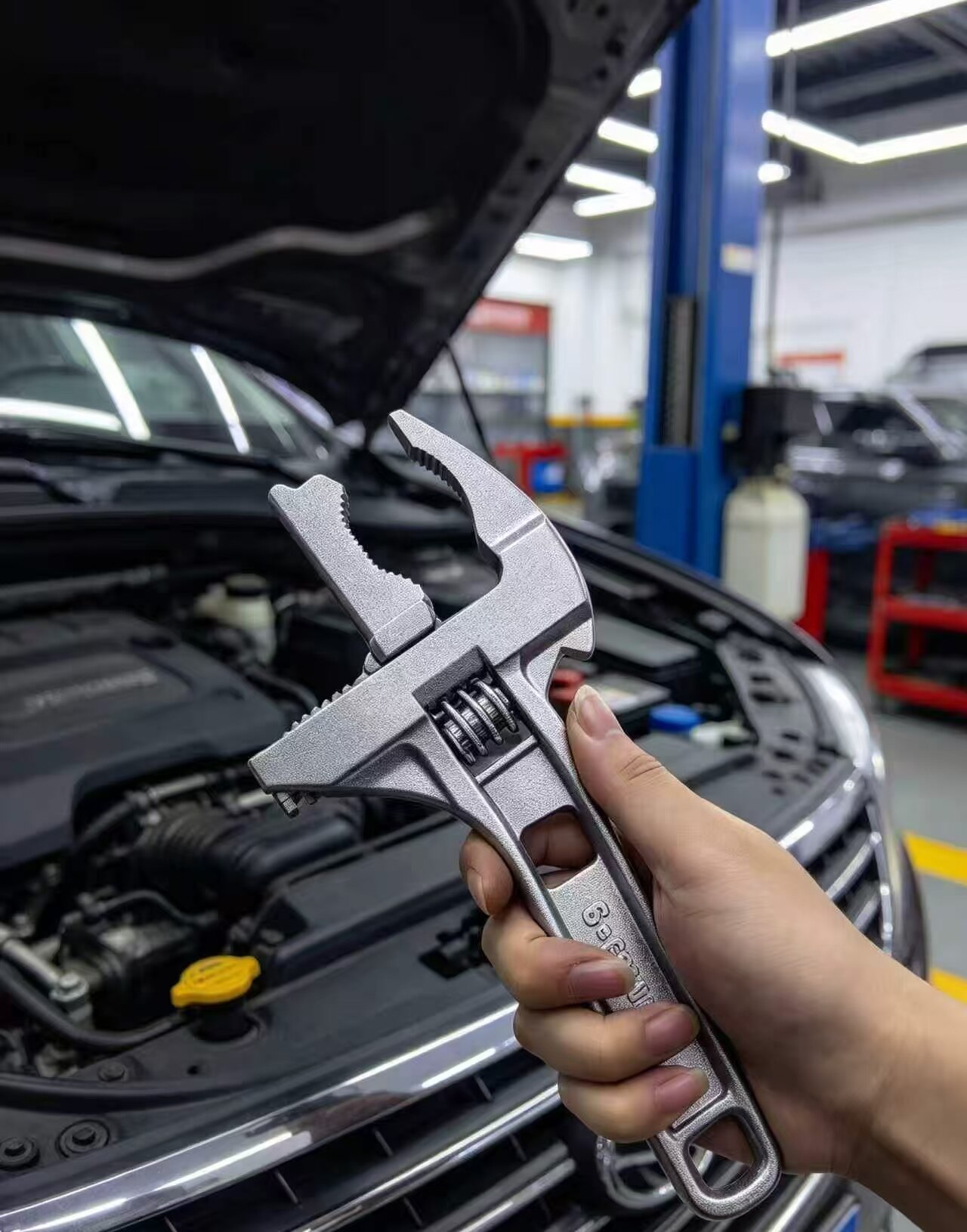 Short-handle self-adjusting wrench 4