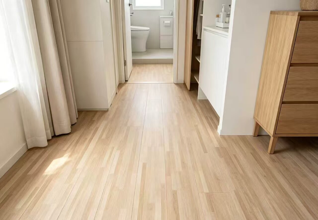 Japanese-style light wood grain floor sticker 3