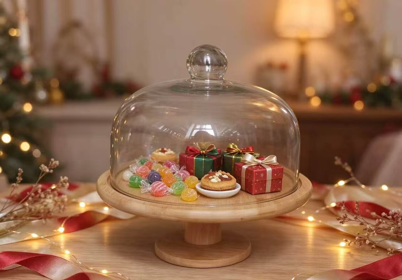 Light Wood Dome Dustproof Display Tray 2