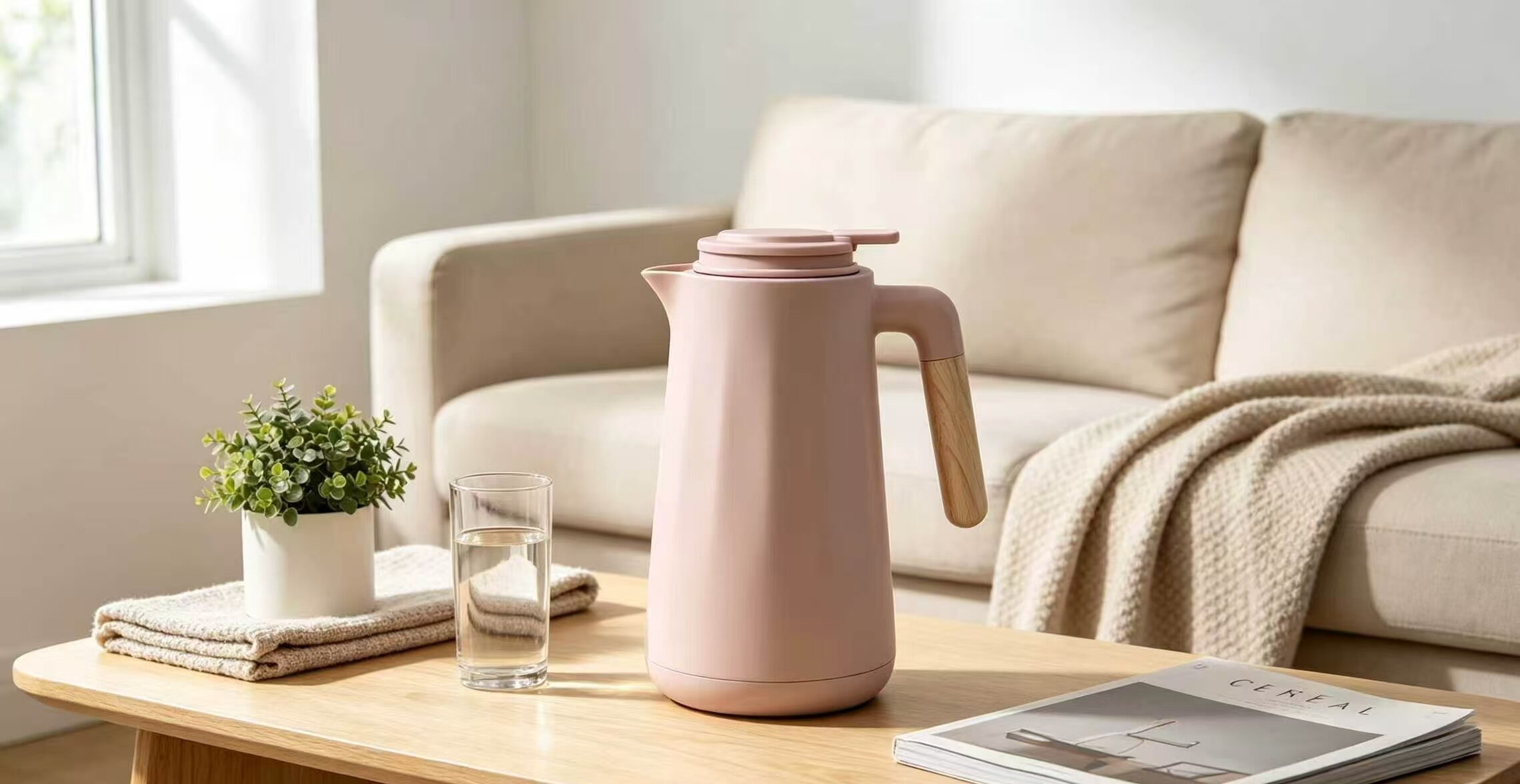 Soft Mist Pink Glass-Enamel Thermos 2