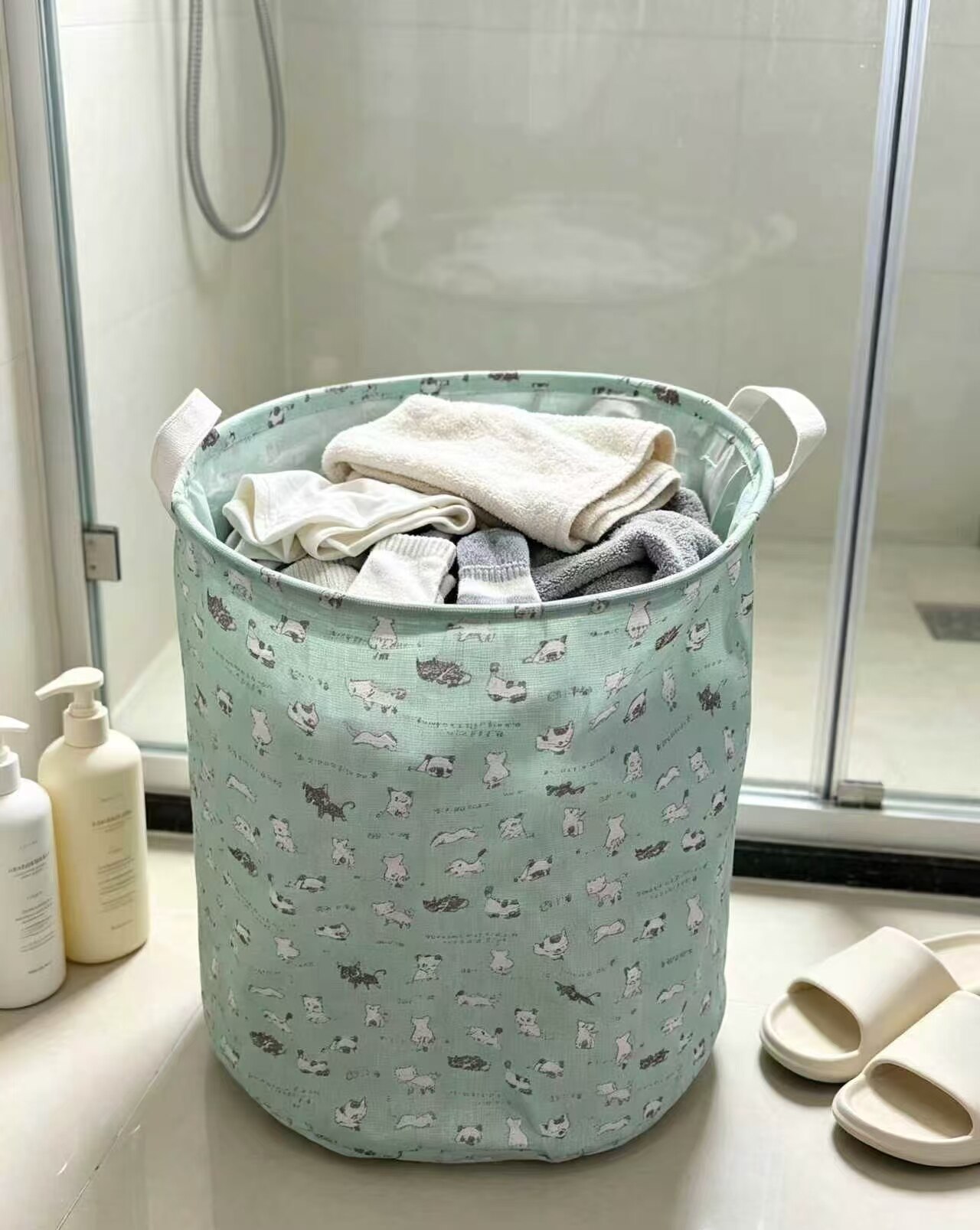 Mint Cat Fun Upright Folding Basket 4