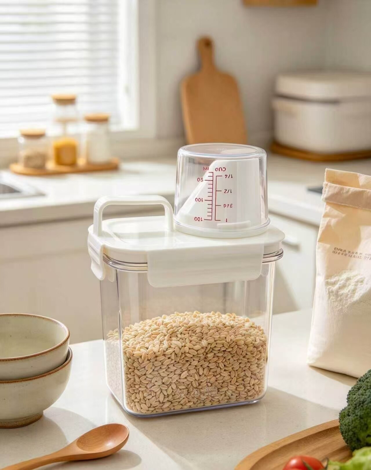 Transparent Storage Jar with Measuring Cup 2