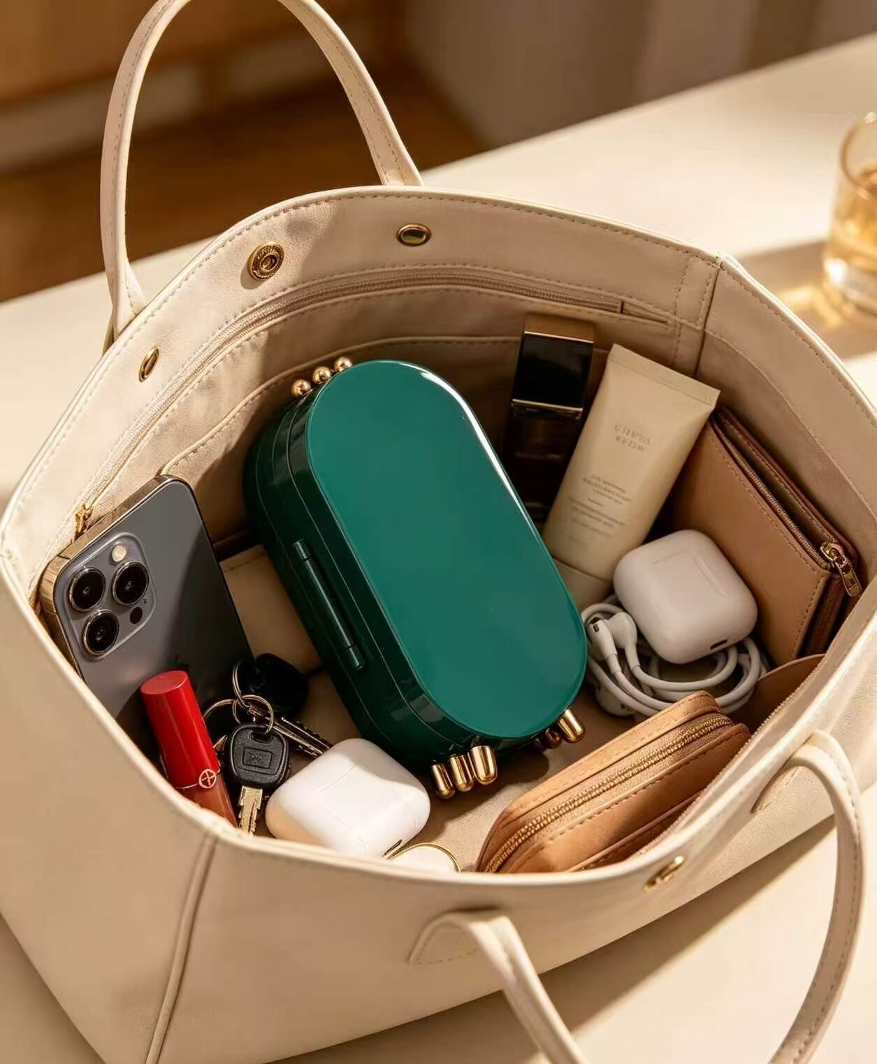Pearl-finish Oval Luxury Jewelry Organizer 3