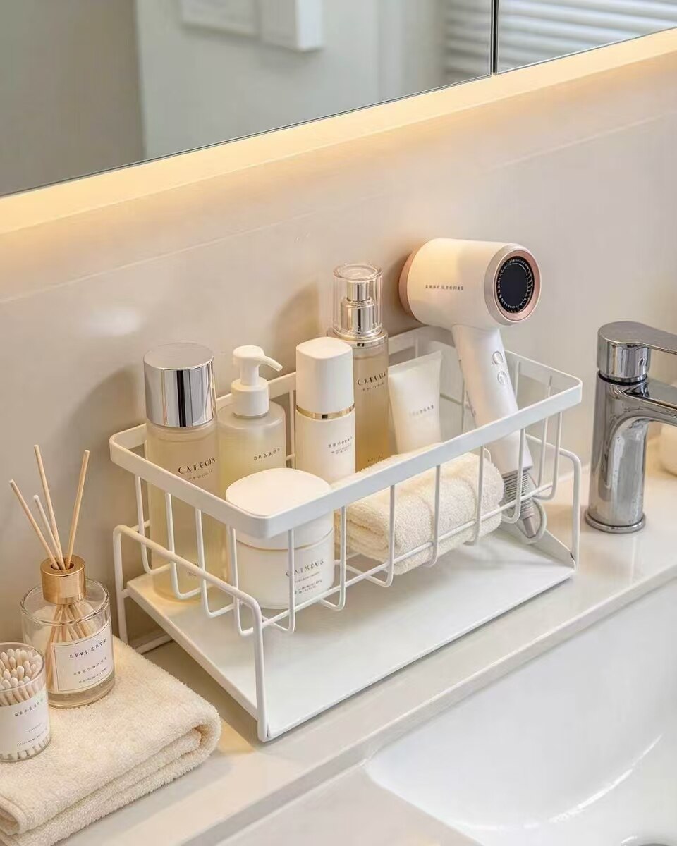White Line Style Divider Storage Basket 4