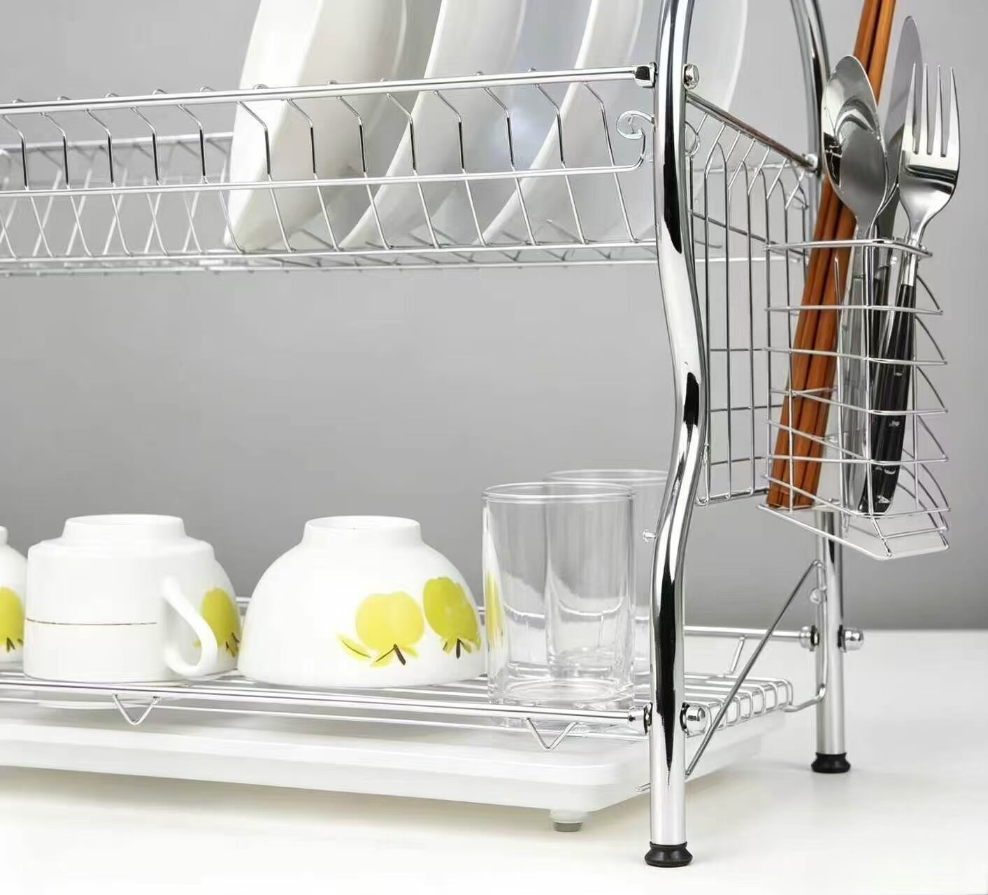 Two-Tier Metal Dish Draining Rack 4