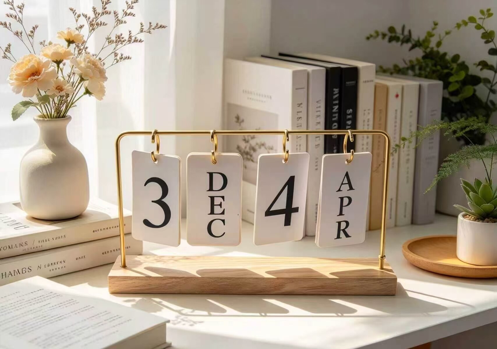 Gold Branch Wooden Base Date Sign 5