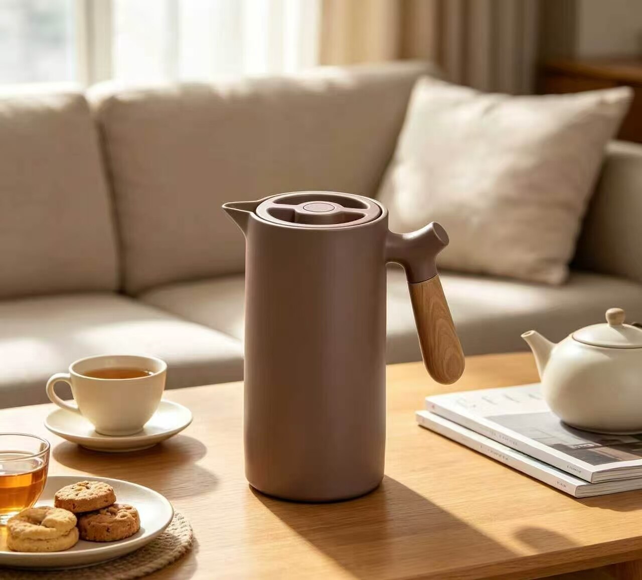 Alcohol Coffee Wooden Handle Thermos 3
