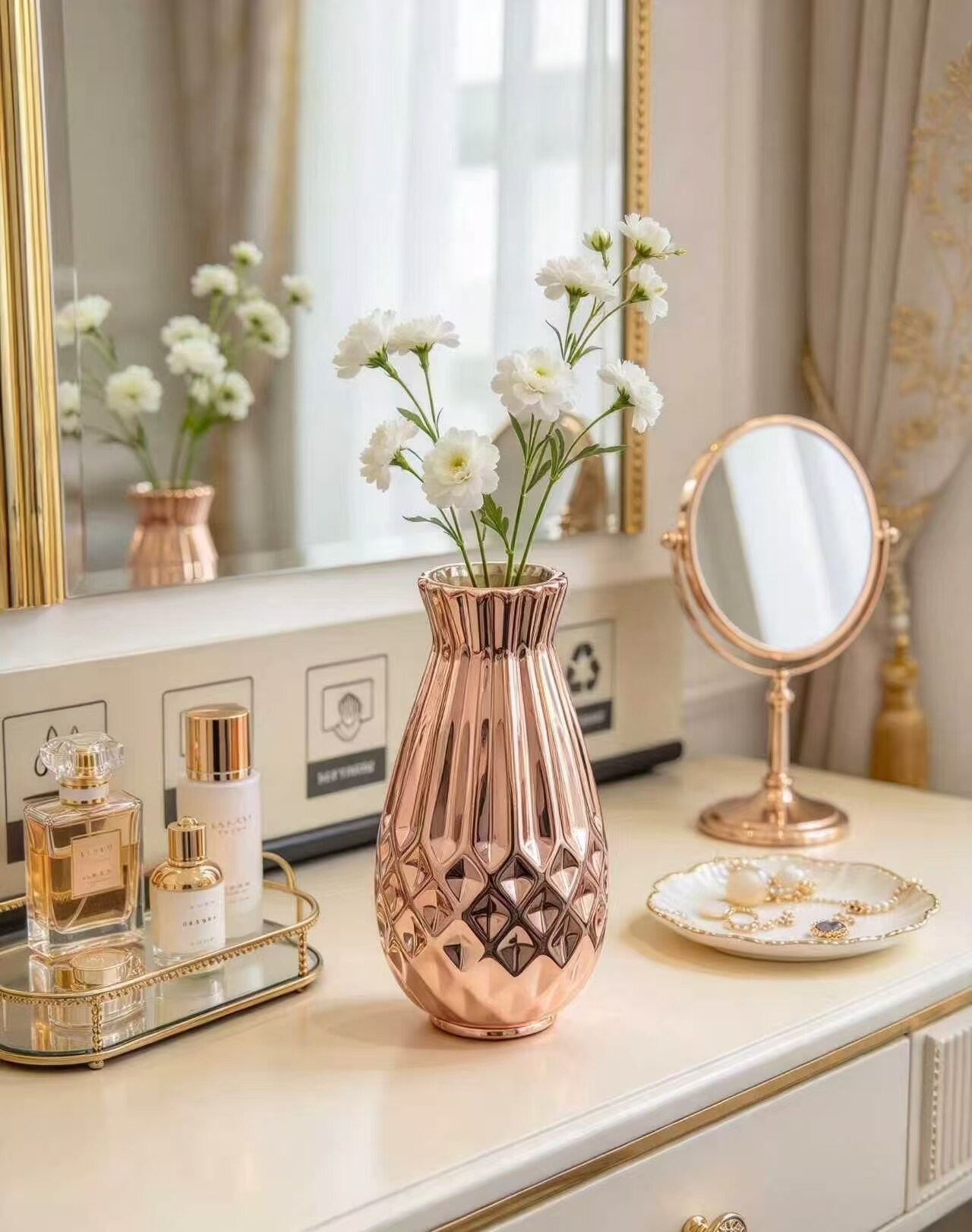 Gilded Copper Floral Vase 2