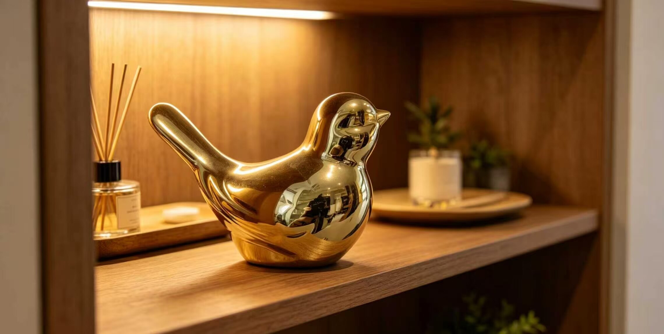 Golden Round Sparrow Desktop Ornament 4