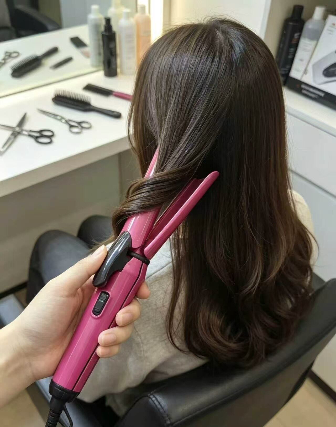 Rose Pink Iridescent Corded Curling Iron 4