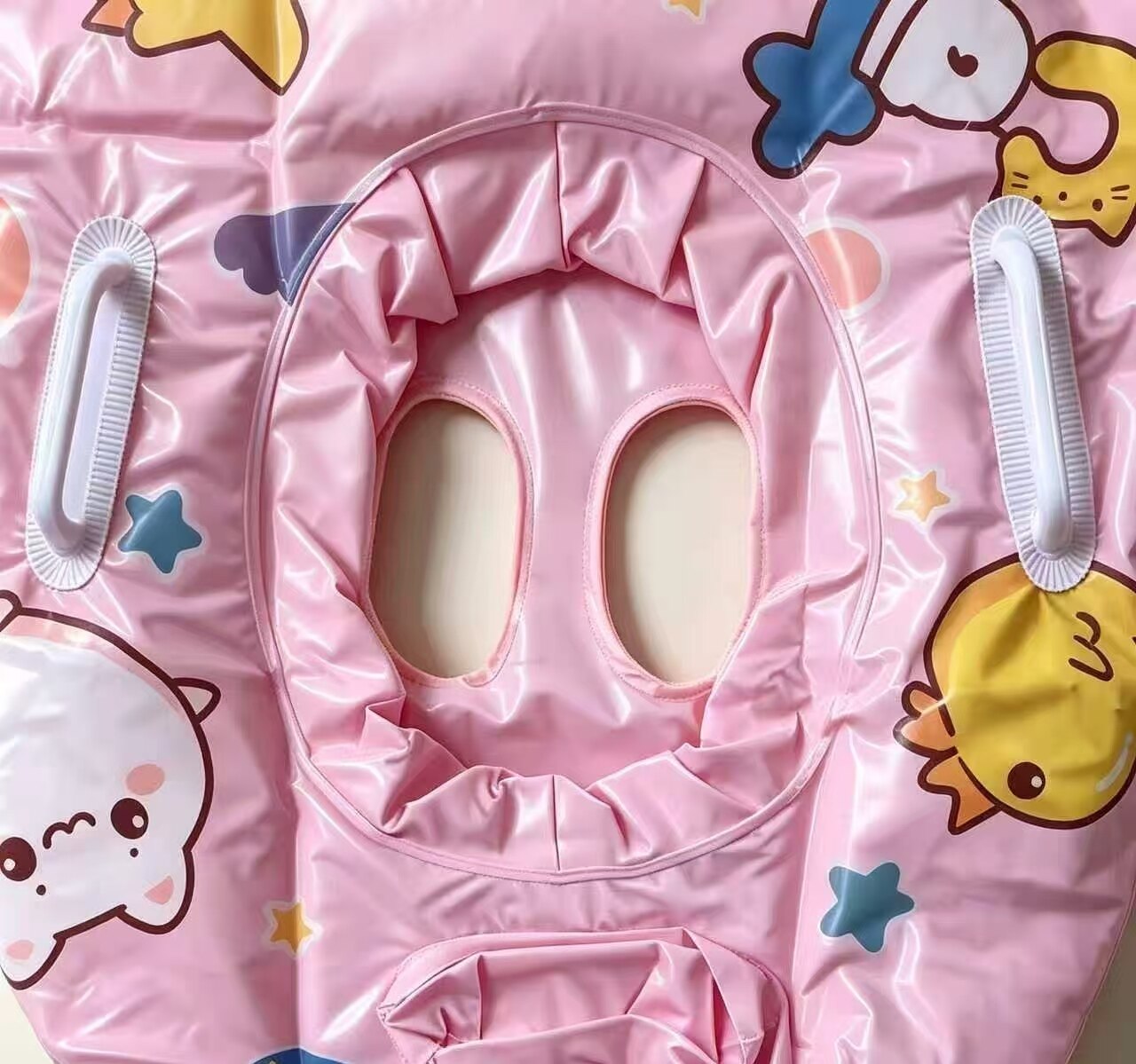 Cute Pink Cat Double-Handle Swim Ring 5