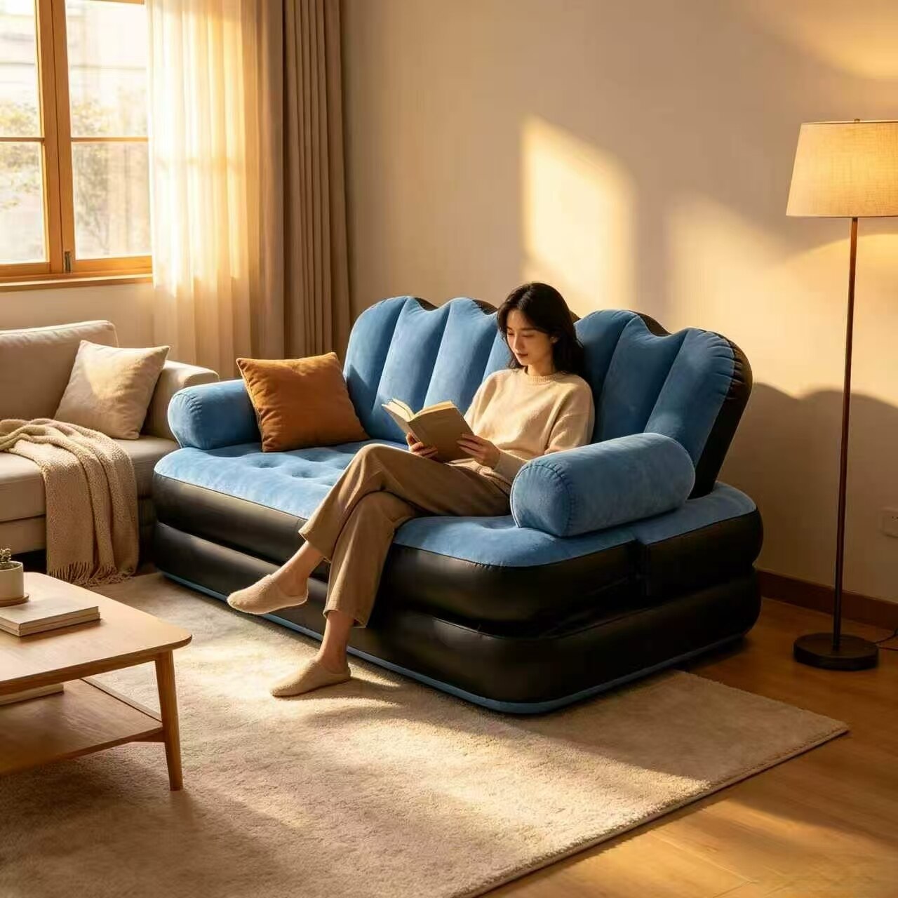 Cloud-Feel Foldable Inflatable Sofa Bed 2