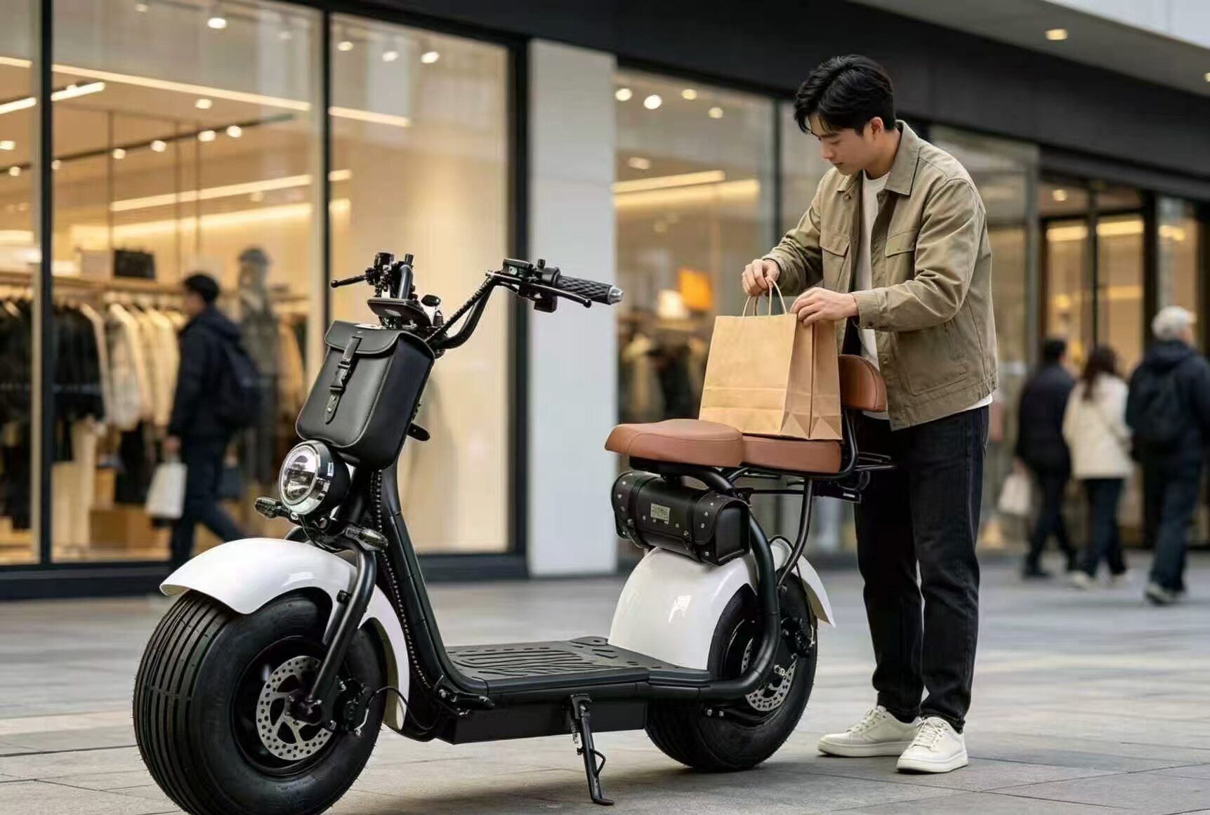 Brown and Beige Two-Seater Electric Leisure Car 2