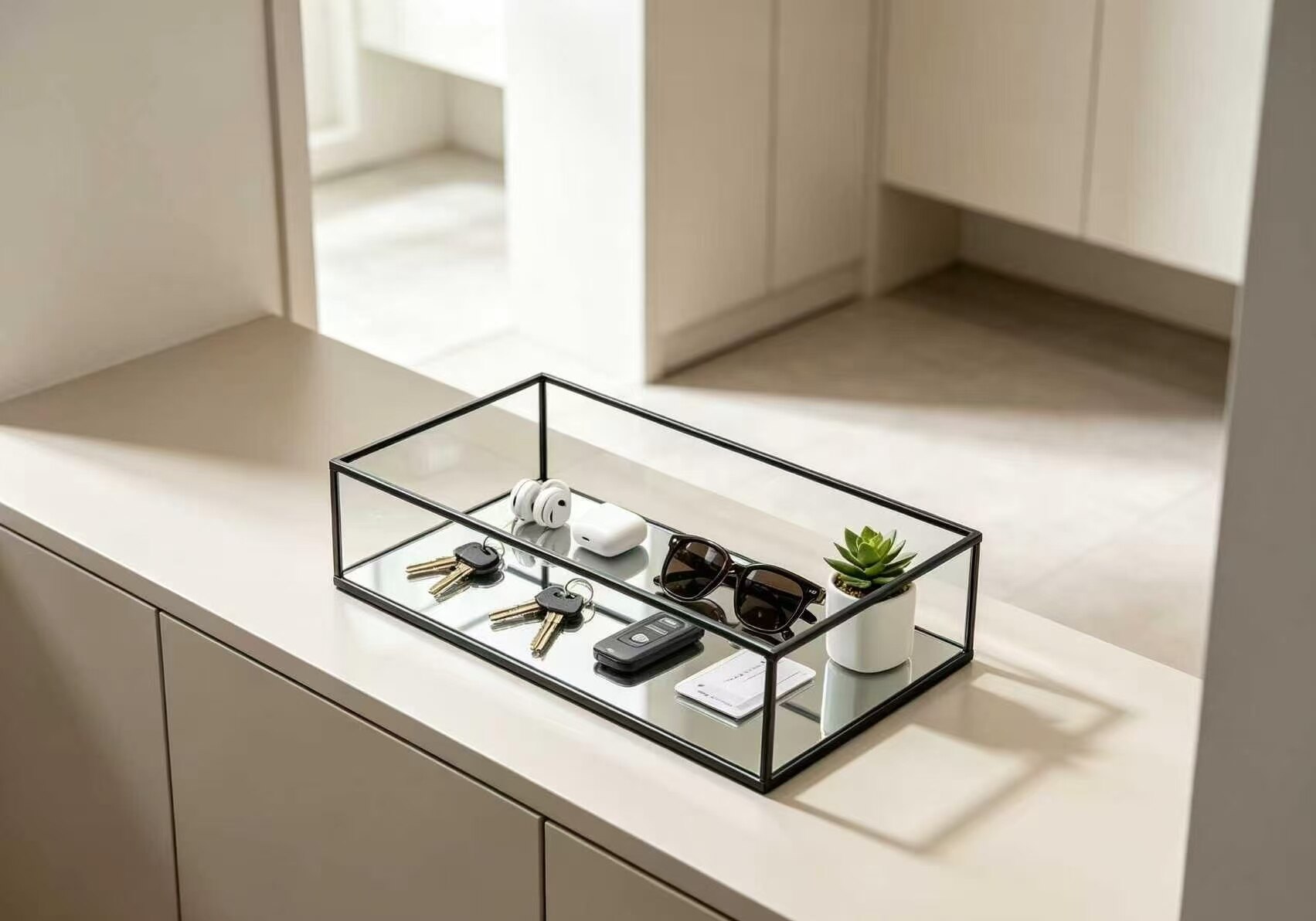 Geometric Square Mirror Tray 3