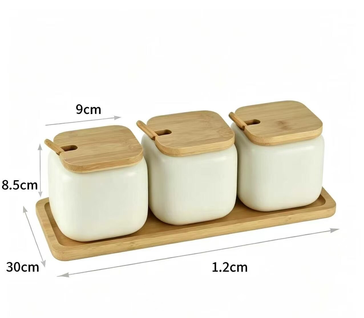 3-Compartment Square Spice Jar Set 5