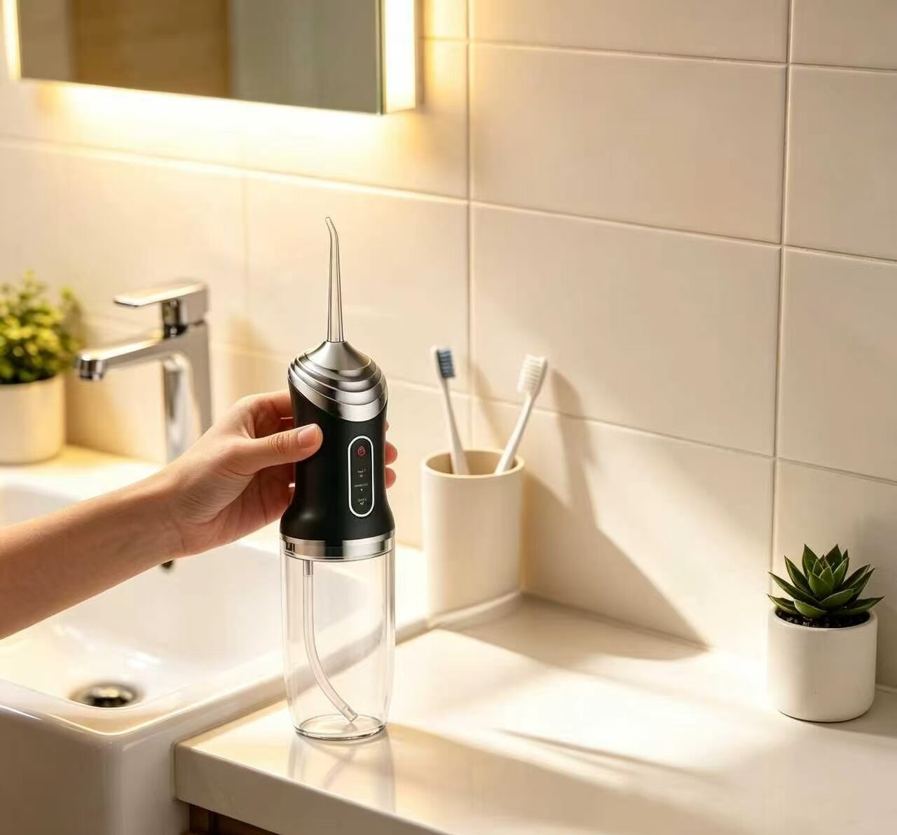 Black & Silver Smart Clean Water Flosser 4