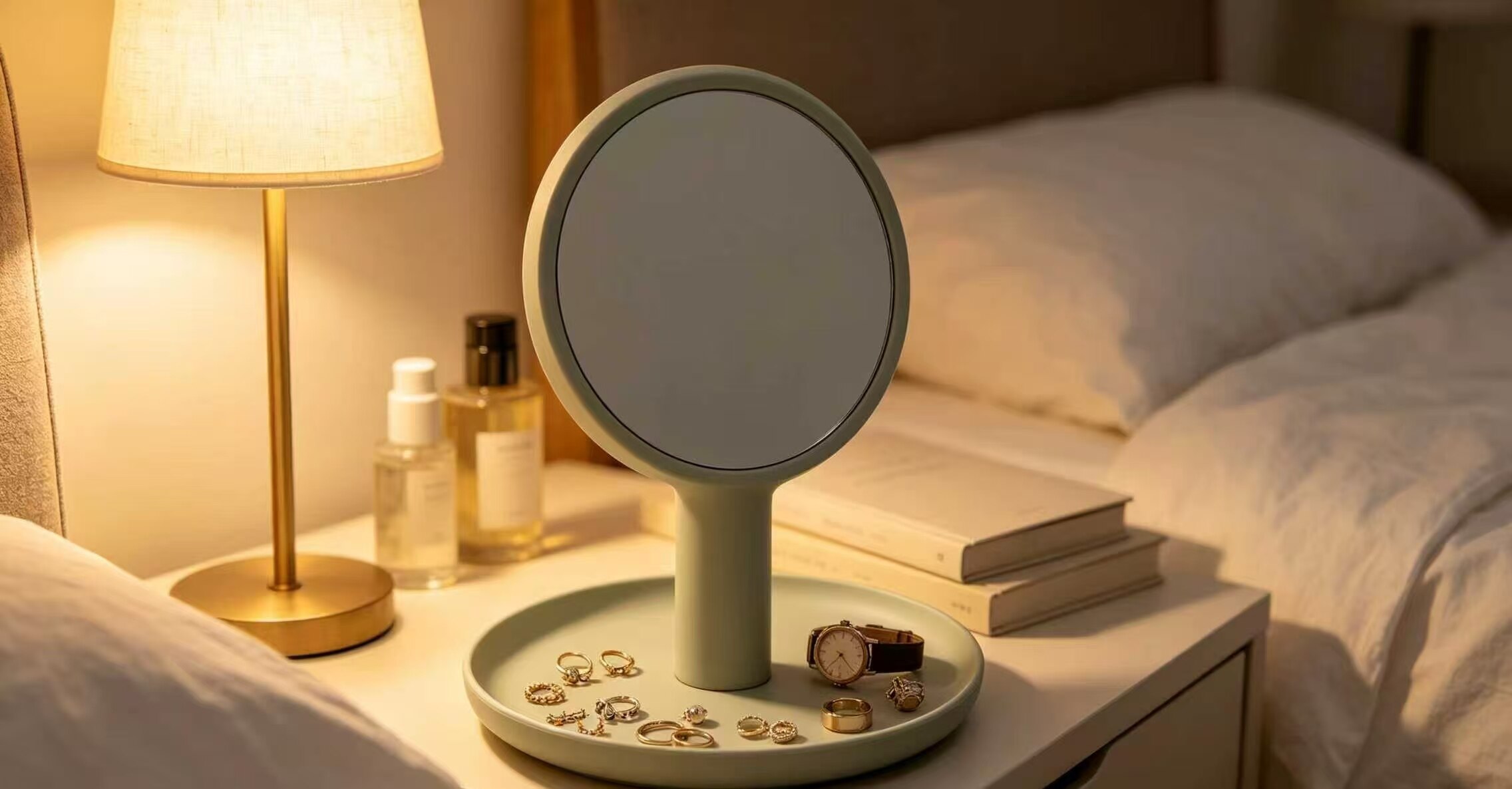 White Round Column Mirror 5
