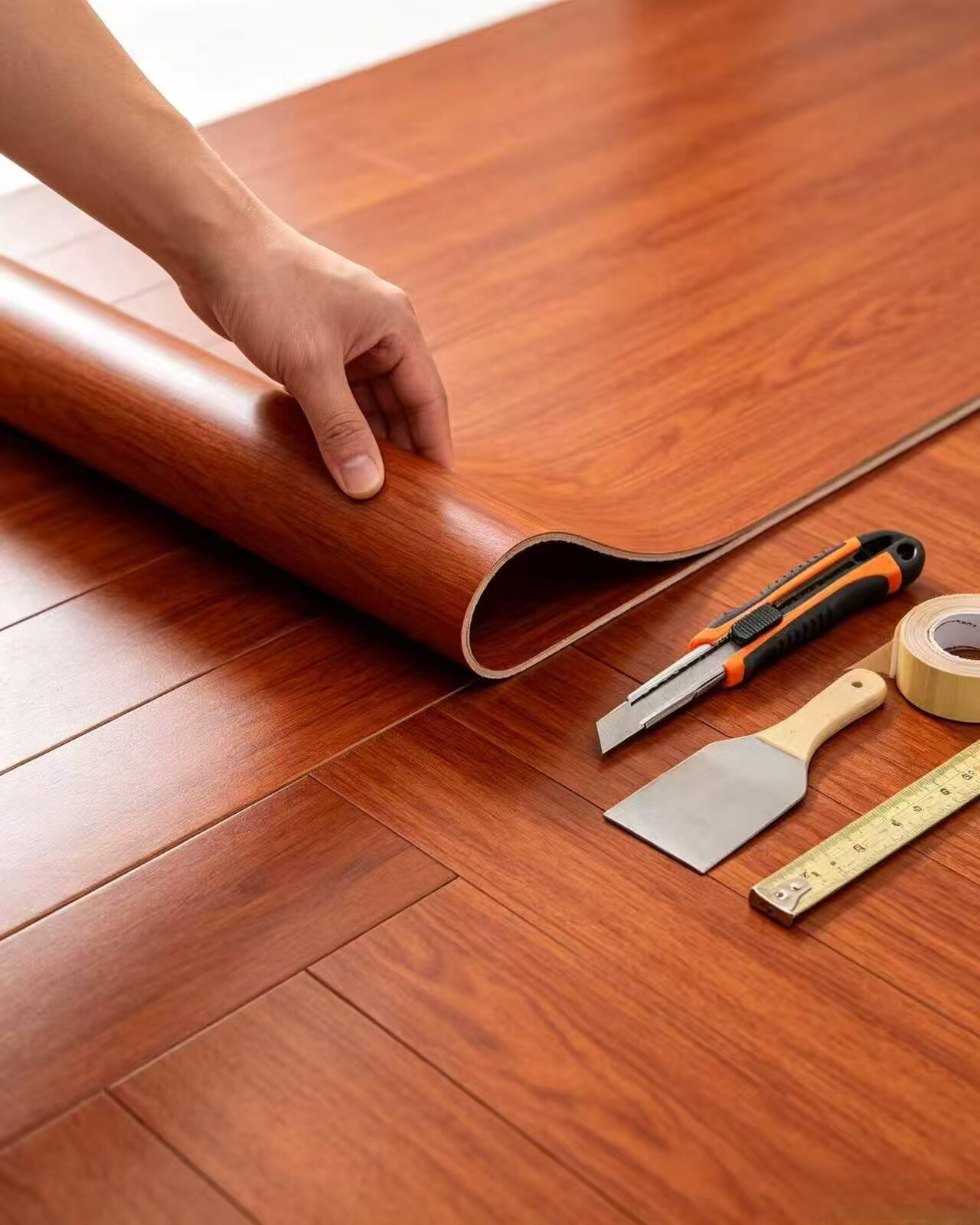 Wear-resistant, waterproof, self-adhesive wood-grain floor tiles 4