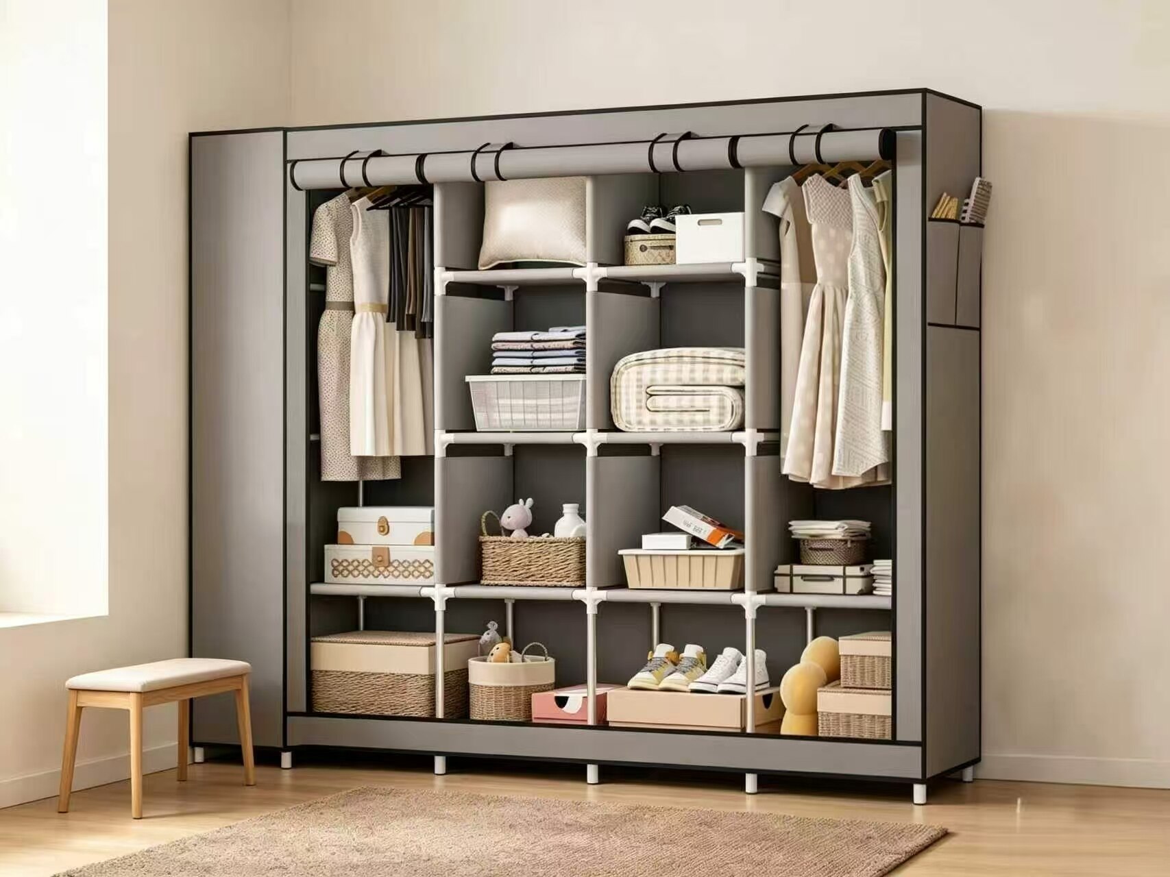 All-in-One 4-Tier Dustproof Assembly Wardrobe 2