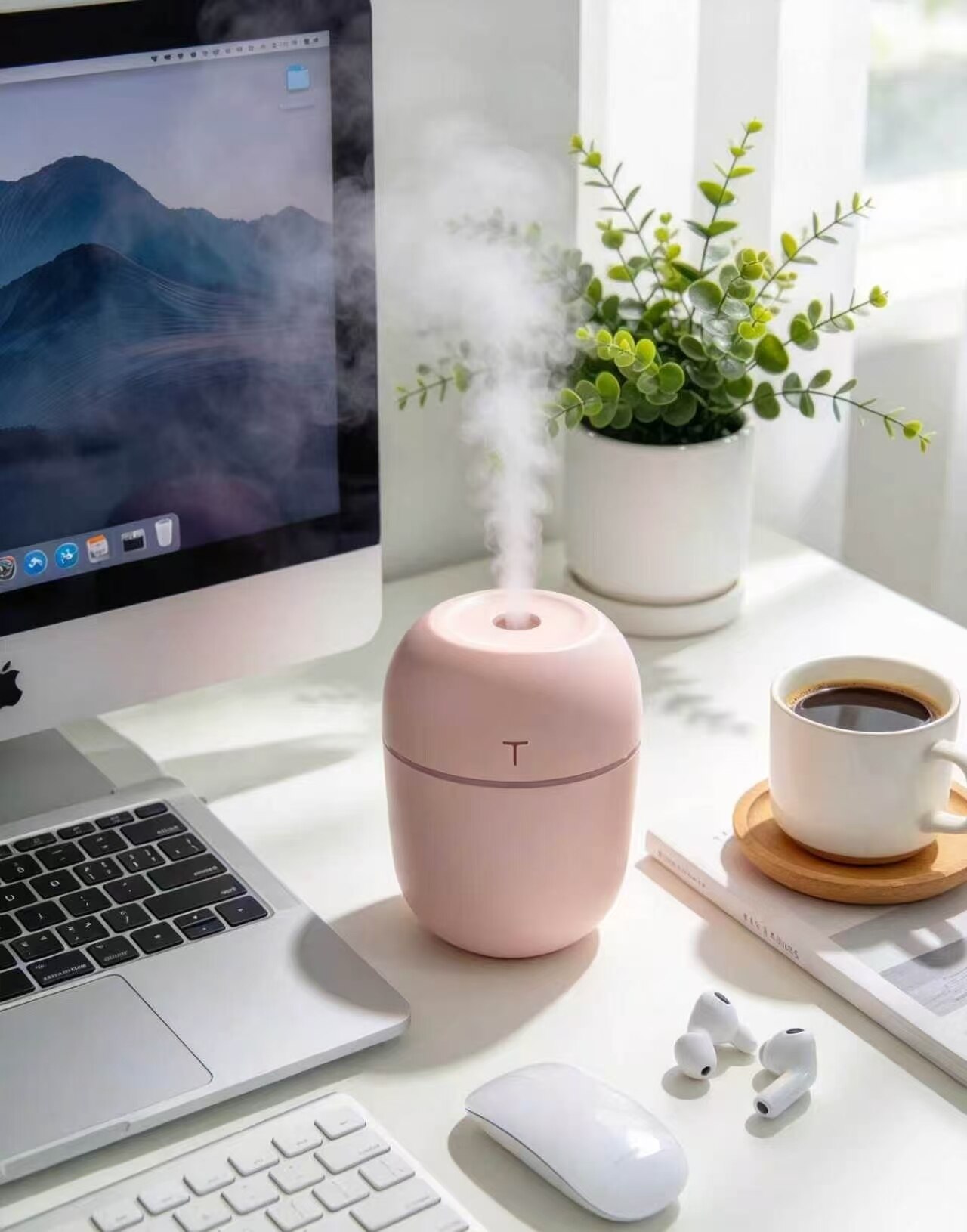 Dusty Pink Eggshell Mini Humidifier 4