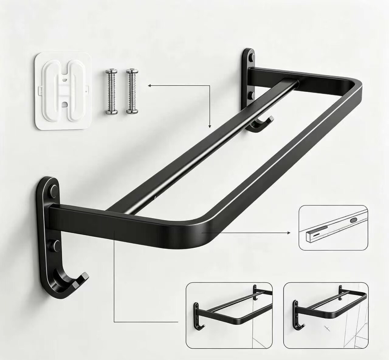 Obsidian Flat Tube Dual-Rod Hanger 4