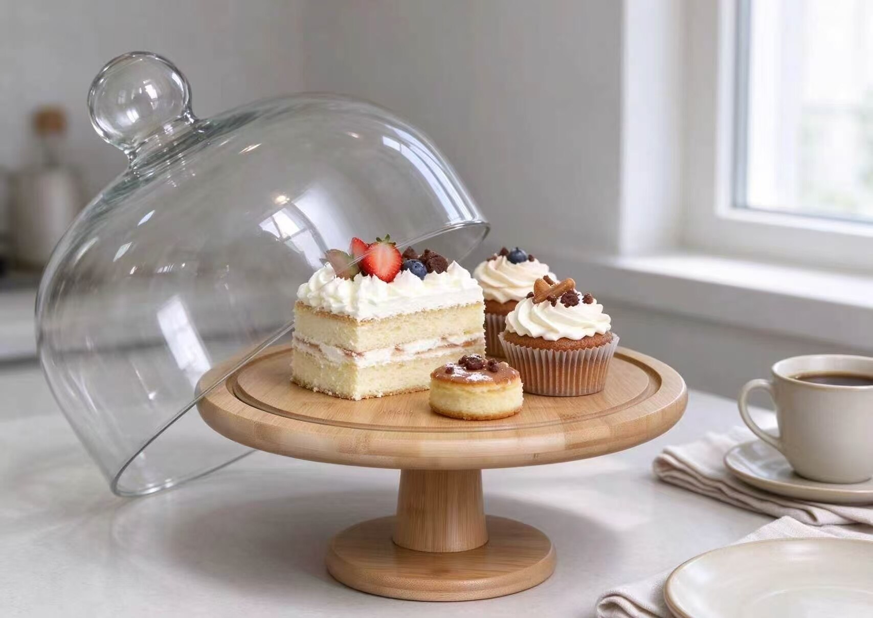 Light Wood Dome Dust-Proof Display Tray 4