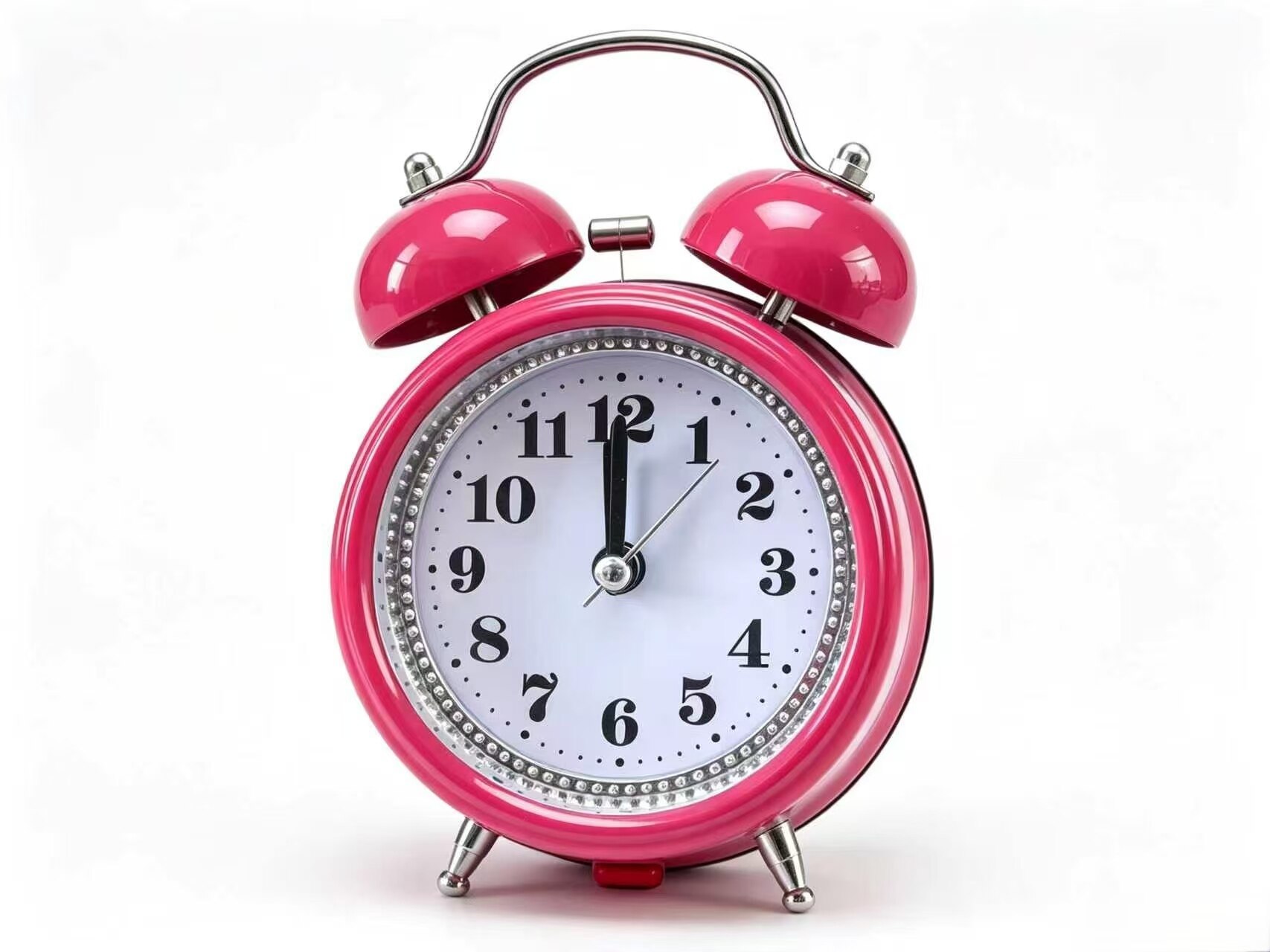 Crystal-Embellished Alarm Clock in Blush Pink