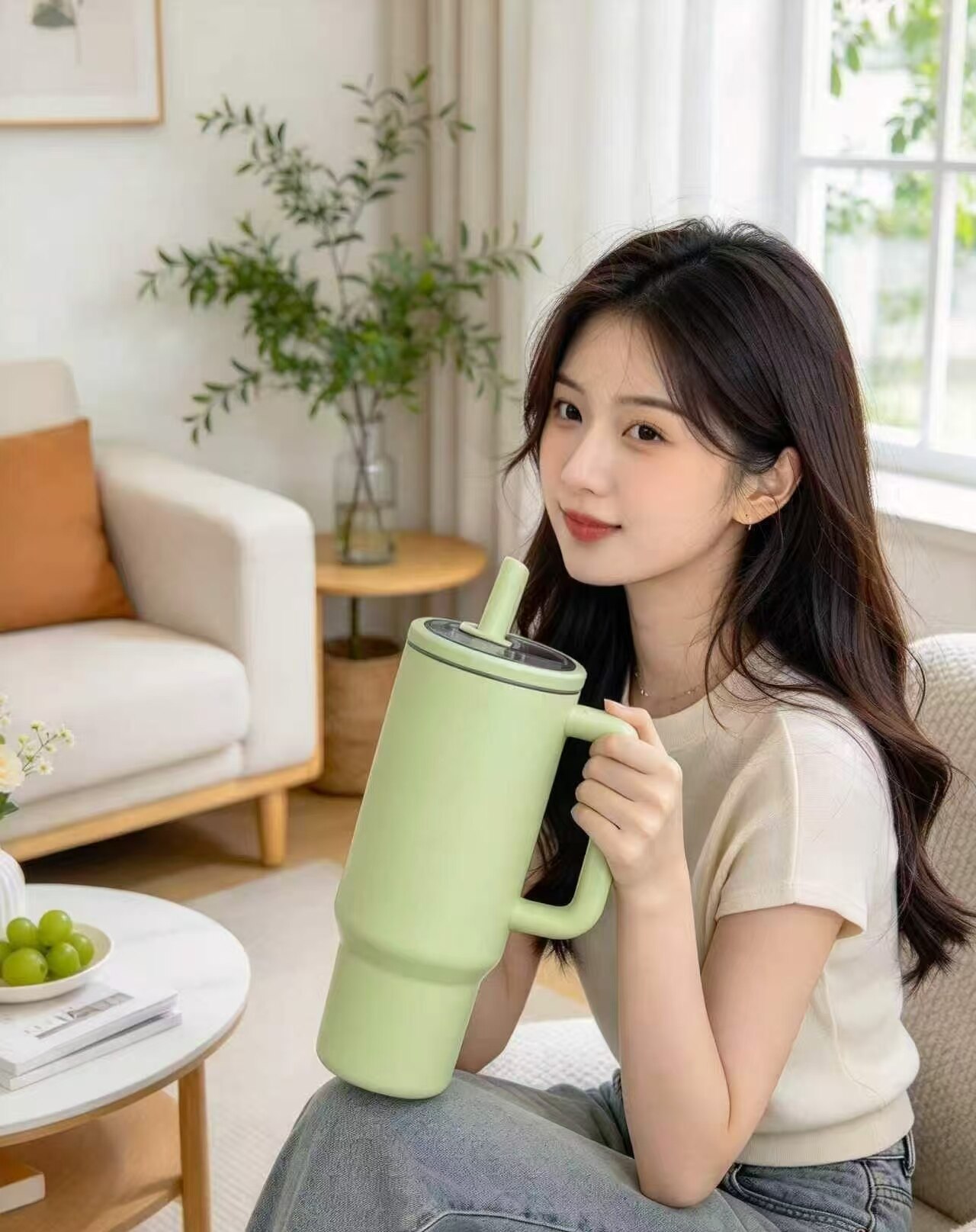 Clear Oxygen Mint Handle Tumbler 3
