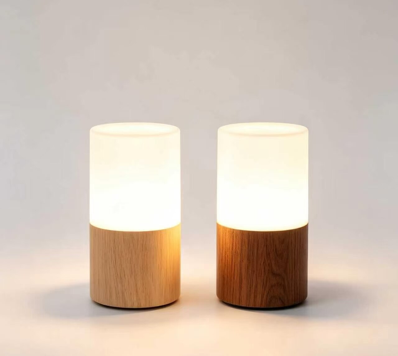 Wooden Glow Touch Column Lamp