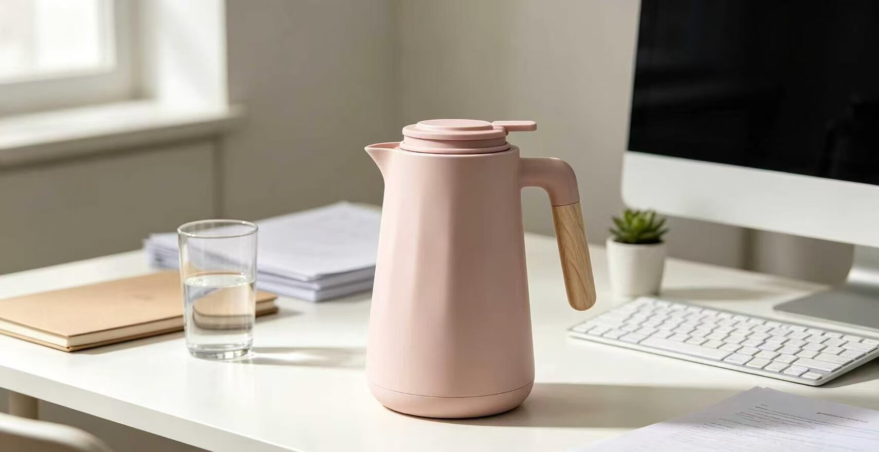 Soft Matte Pink Glass Thermal Flask 3