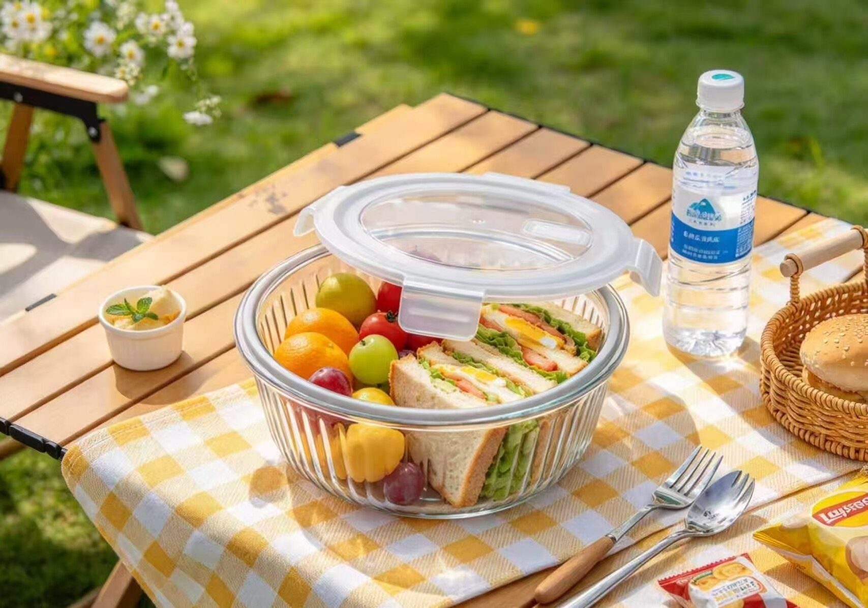Vertical-groove airtight food storage container 5