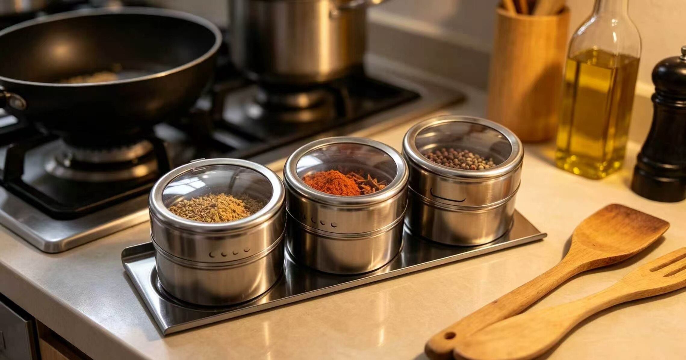 Silver Clear-Top 3-Compartment Spice Rack 3